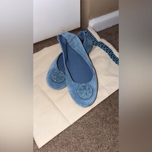 Tory Burch Soft Blue Suede Flats